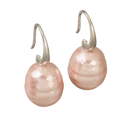 Meri Shell pearl Earring. Approximately 13.5mm x 15mm textured Shell Pearl earring with 925 SILVER hooks. Total drop 3cm. Weight 4 grams per earring.